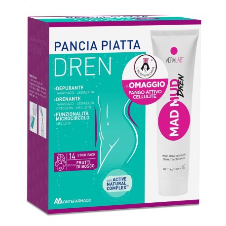 PANCIA PIATTA DREN 14 BUSTINE FRUTTI BOSCO + MAD MUD DREN FANGO ATTIVO 100 ML OMAGGIO